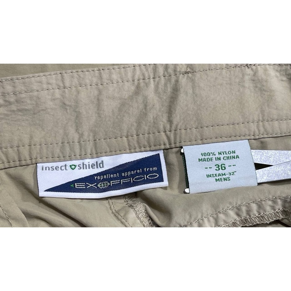 ExOfficio BugsAway Convertible Hiking Pants Mens 36x32 Tan Nylon Insect Shield⁠ - Picture 7 of 10